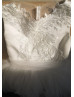 Elegant Ivory Lace Tulle Flower Girl Dress With Train